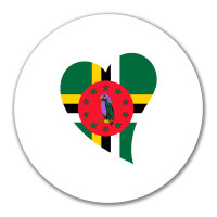Aufkleber Dominica Flagge Herz 10cm Sticker
