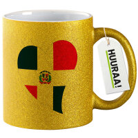 Glitzertasse Dominikanische Republik Flagge Herz 330ml