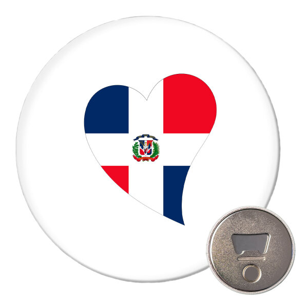 Magnet Dominikanische Republik Flagge Herz 59mm Kühlschrankmagnet Flaschenöffner