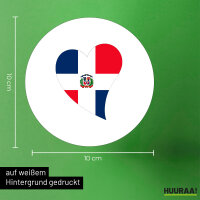 Aufkleber Dominikanische Republik Flagge Herz 10cm rund
