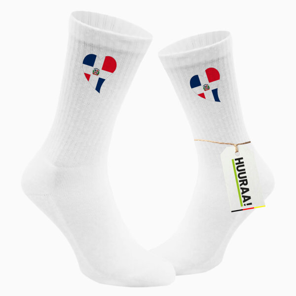 Socken Dominikanische Republik Flagge Herz Größe 37/46 White Motiv Tennissocken