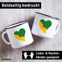 Emaille Tasse Französisch-Guayana Flagge Herz 300ml Vintage Emaille Becher