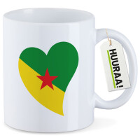 Kaffeetasse Französisch-Guayana Flagge Herz 330ml