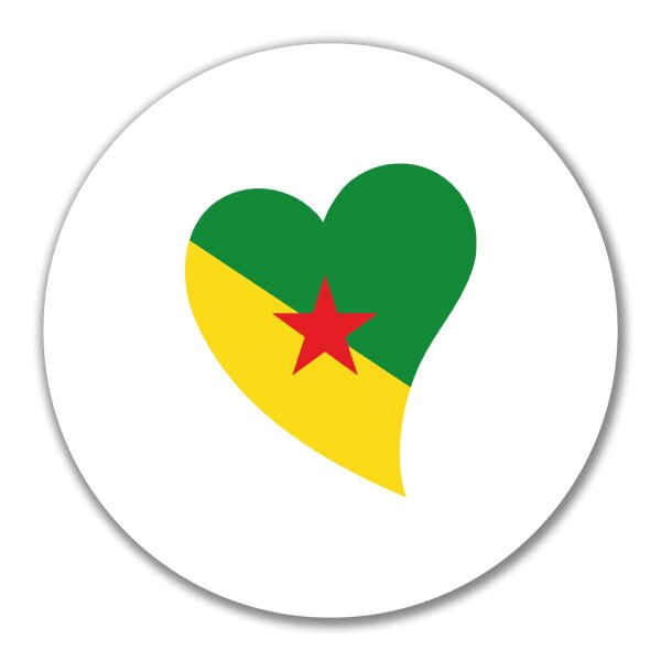 Aufkleber Französisch-Guayana Flagge Herz 10cm rund