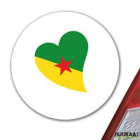 Aufkleber Franz&ouml;sisch-Guayana Flagge Herz 10cm rund