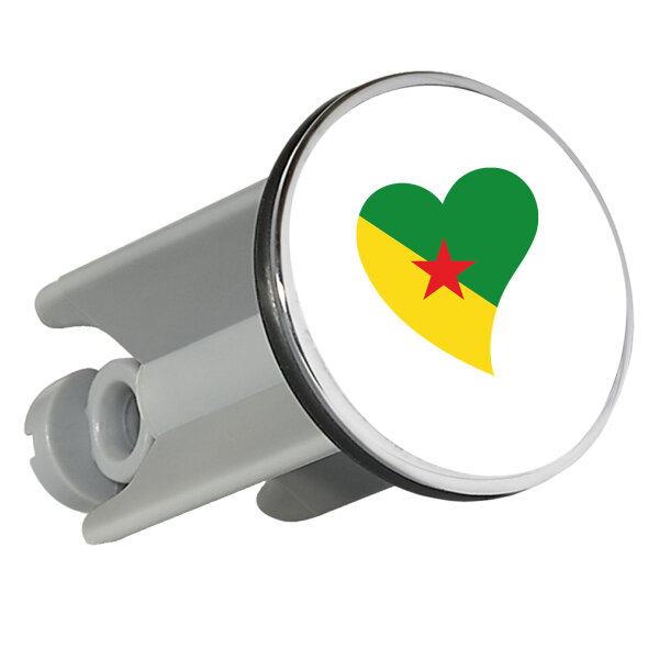 Waschbeckenstöpsel Französisch-Guayana Flagge Herz 4cm Abflussstopfen