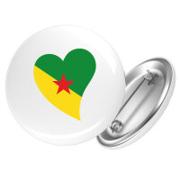 Button Französisch-Guayana Flagge Herz Anstecker