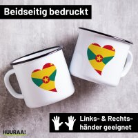 Emaille Tasse Grenada Flagge Herz 300ml Vintage Emaille...