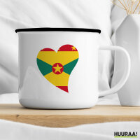Emaille Tasse Grenada Flagge Herz 300ml Vintage Emaille Becher