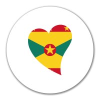 Aufkleber Grenada Flagge Herz 10cm rund
