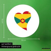 Aufkleber Grenada Flagge Herz 10cm rund