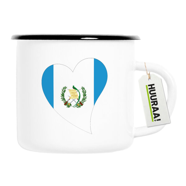 Emaille Tasse Guatemala Flagge Herz 300ml Vintage Emaille Becher
