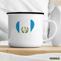 Emaille Tasse Guatemala Flagge Herz 300ml Vintage Emaille Becher