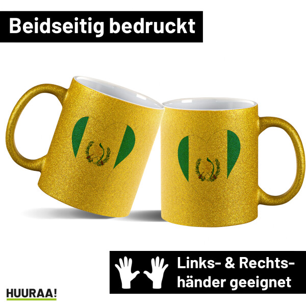 Glitzertasse Guatemala Flagge Herz 330ml