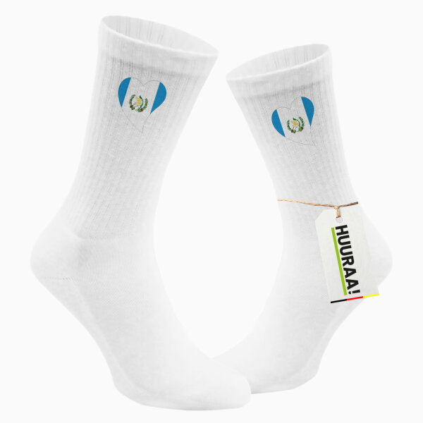 Socken Guatemala Flagge Herz Größe 37/46 White Motiv Tennissocken
