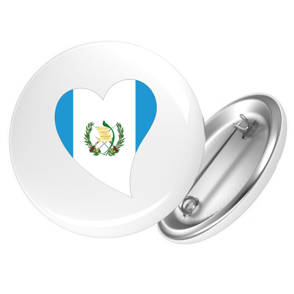 Button Guatemala Flagge Herz Anstecker