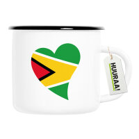 Emaille Tasse Guyana Flagge Herz 300ml Vintage Emaille...