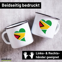 Emaille Tasse Guyana Flagge Herz 300ml Vintage Emaille...
