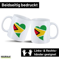Kaffeetasse Guyana Flagge Herz 330ml