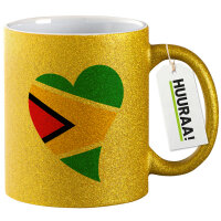 Glitzertasse Guyana Flagge Herz 330ml