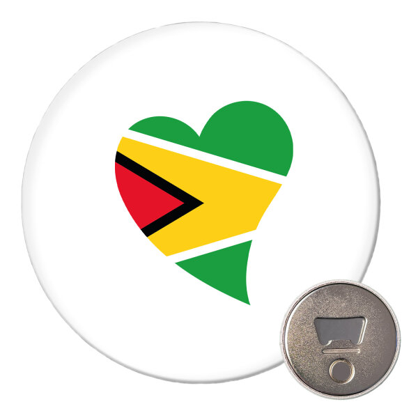 Magnet Guyana Flagge Herz 59mm Kühlschrankmagnet Flaschenöffner