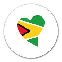 Aufkleber Guyana Flagge Herz 10cm rund