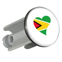 Waschbeckenstöpsel Guyana Flagge Herz 4cm...
