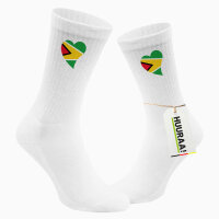 Socken Guyana Flagge Herz Größe 37/46 White Motiv Tennissocken