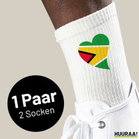 Socken Guyana Flagge Herz Größe 37/46 White Motiv Tennissocken