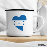 Emaille Tasse Honduras Flagge Herz 300ml Vintage Emaille Becher