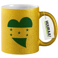 Glitzertasse Honduras Flagge Herz 330ml