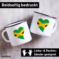 Emaille Tasse Jamaika Flagge Herz 300ml Vintage Emaille...
