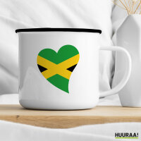 Emaille Tasse Jamaika Flagge Herz 300ml Vintage Emaille Becher