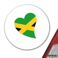 Aufkleber Jamaika Flagge Herz 10cm rund