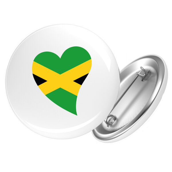 Button Jamaika Flagge Herz Anstecker