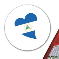 Aufkleber Nicaragua Flagge Herz 10cm rund
