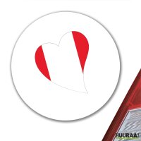 Aufkleber Peru Flagge Herz 10cm rund
