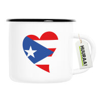 Emaille Tasse Puerto Rico Flagge Herz 300ml Vintage...
