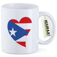 Kaffeetasse Puerto Rico Flagge Herz 330ml
