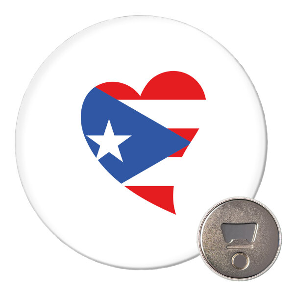 Magnet Puerto Rico Flagge Herz 59mm Kühlschrankmagnet Flaschenöffner