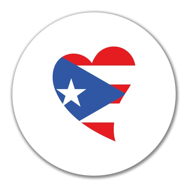 Aufkleber Puerto Rico Flagge Herz 10cm rund