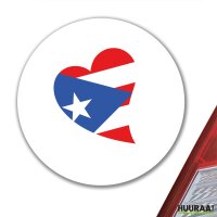 Aufkleber Puerto Rico Flagge Herz 10cm rund
