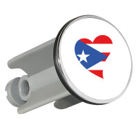 Waschbeckenstöpsel Puerto Rico Flagge Herz 4cm Abflussstopfen