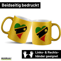 Glitzertasse St. Kitts und Nevis Flagge Herz 330ml