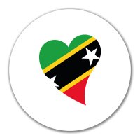 Aufkleber St. Kitts und Nevis Flagge Herz 10cm rund
