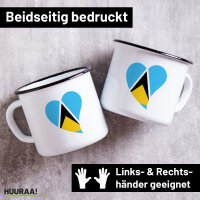 Emaille Tasse St. Lucia Flagge Herz 300ml Vintage Emaille...