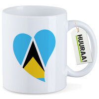 Kaffeetasse St. Lucia Flagge Herz 330ml