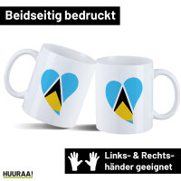 Kaffeetasse St. Lucia Flagge Herz 330ml