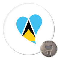 Magnet St. Lucia Flagge Herz 59mm Kühlschrankmagnet Flaschenöffner