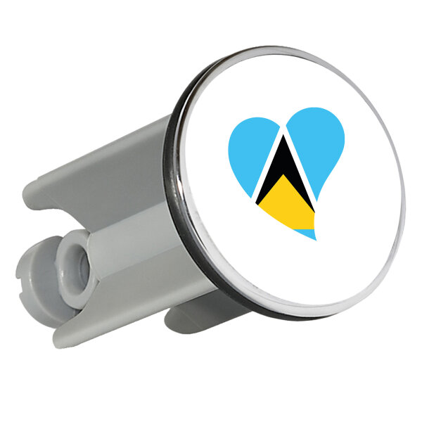 Waschbeckenstöpsel St. Lucia Flagge Herz 4cm Abflussstopfen